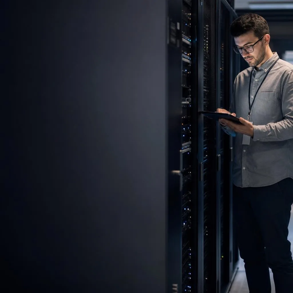 Authenticated sending infrastructure with soft blue lighting